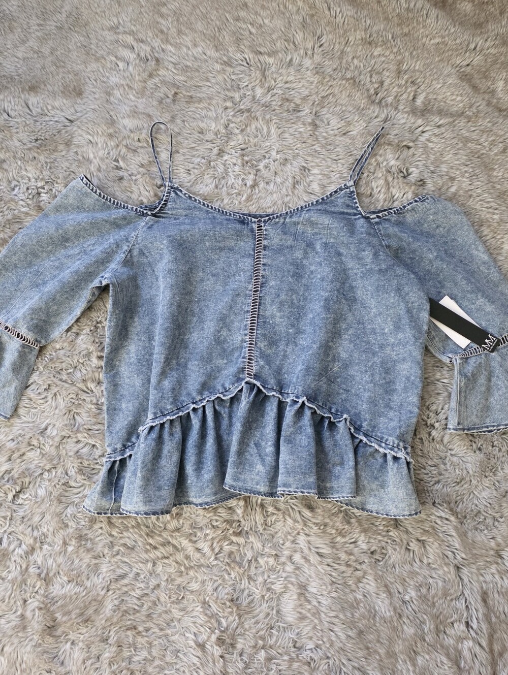 MM By My Michelle Botanical Garden Cold Shoulder Chambray Top Juniors Large